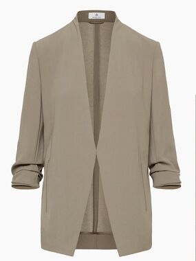 Babaton Taupe-Gray Open-Front Draped Blazer